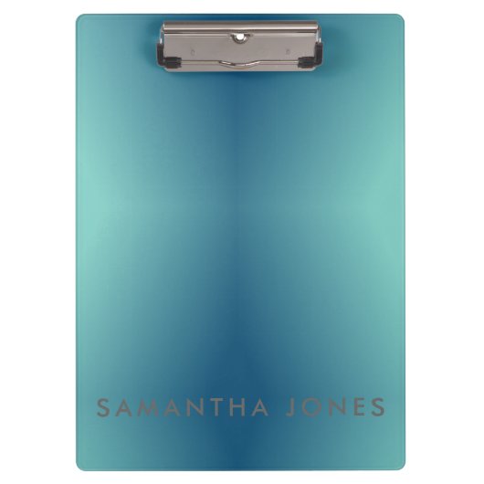 Porte-bloc Turquoise Blue Ombre Simple Plaque Personnaliser s (Devant)