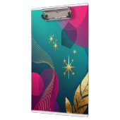 Porte-bloc Turquoise et Fuchsia Moderne Abstrait avec Étoiles (Gauche)