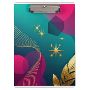 Porte-bloc Turquoise et Fuchsia Moderne Abstrait avec Étoiles