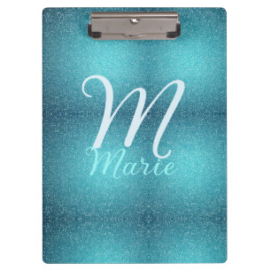 Porte-bloc Turquoise sarcelle agate aqua monogramme ajouter l