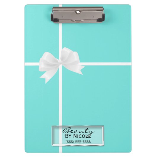 Porte-bloc Turquoise Turquoise White Bow Classy Elegant Glam (Devant)