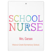 Porte-bloc Typographie d'aquarelle d'infirmière d'école (Dos)