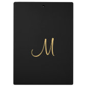 Porte-bloc Typography Monogram Clipboard Elegant Black Gold (Dos)