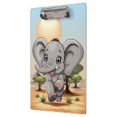 Porte-bloc Un bébé éléphant qui sonne heureux dans la savane  (Gauche)