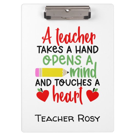 Porte-bloc Un enseignant Prend une main Ouvre un esprit Touch (Devant)