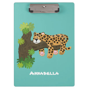 Porte-bloc Un mignon léopard dormant dans un arbre dessin ani