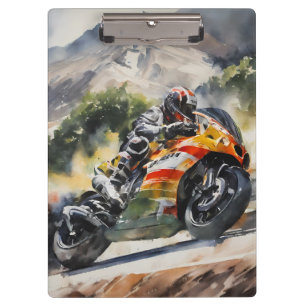 Porte-bloc Une moto serpente à flanc de montagne