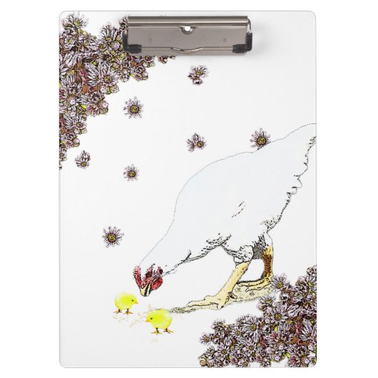 Porte-bloc Une poule et des poussins (Devant)