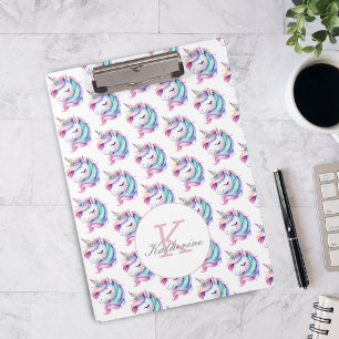 Porte-bloc Unicorn Cute Watercolor Motif Nom personnalisé