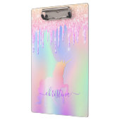 Porte-bloc Unicorn rose violet gouttes holographiques (Gauche)