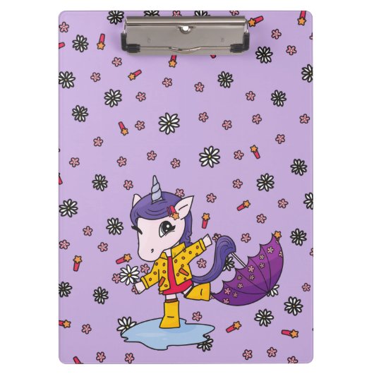 Porte-bloc Unicorne florale mignonne et simple violet (Devant)