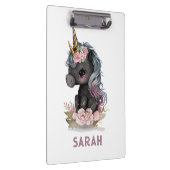 Porte-bloc Unicorne noire mignonne avec Fleurs Aquarelle Unic (Swatch)