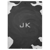 Porte-bloc Vache à monogramme noire et blanche (Dos)