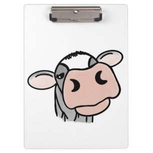 Porte-bloc vache de dessin animé noir blanc rose baiser gris
