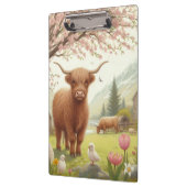 Porte-bloc Vache des hautes terres mignonne, florale/printani (Gauche)