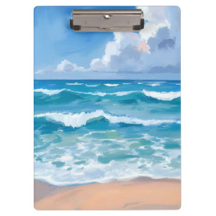 Porte-bloc Vagues de l'océan bleu Aquarelle de mer de plage