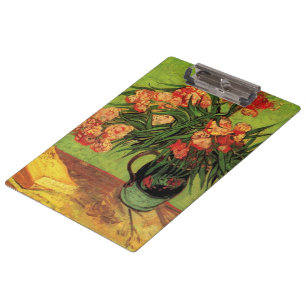Porte-bloc Vase avec des lauriers roses et des livres de Vinc