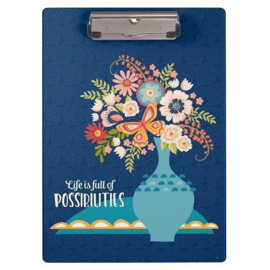 Porte-bloc Vase de fleurs Stylish Blue Inspiration Devis (Devant)