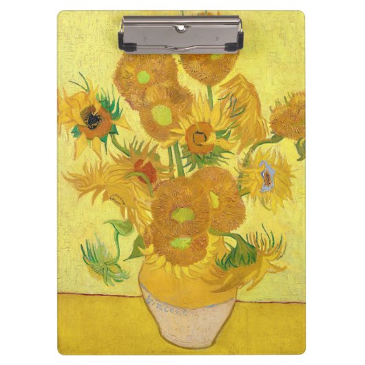 Porte-bloc Vase with fifteen sunflowers by Vincent Van Gogh (Devant)