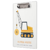 Porte-bloc Véhicule de grue de construction jaune Monogrammes (Gauche)