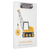Porte-bloc Véhicule de grue de construction jaune Monogrammes (Swatch)