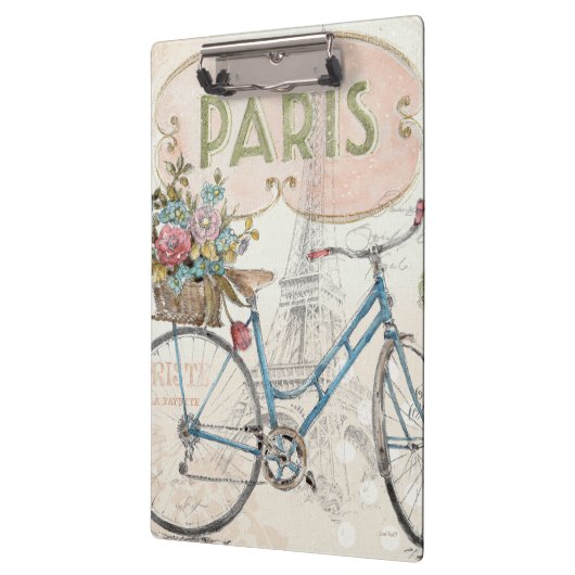 Porte-bloc Vélo de Paris avec des fleurs (Gauche)