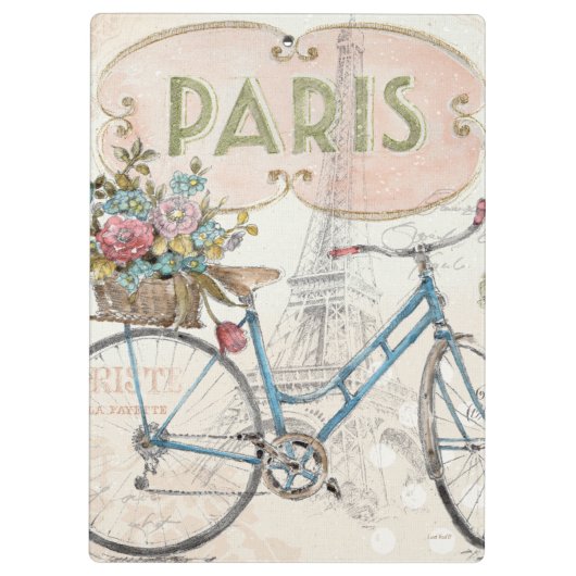 Porte-bloc Vélo de Paris avec des fleurs (Dos)