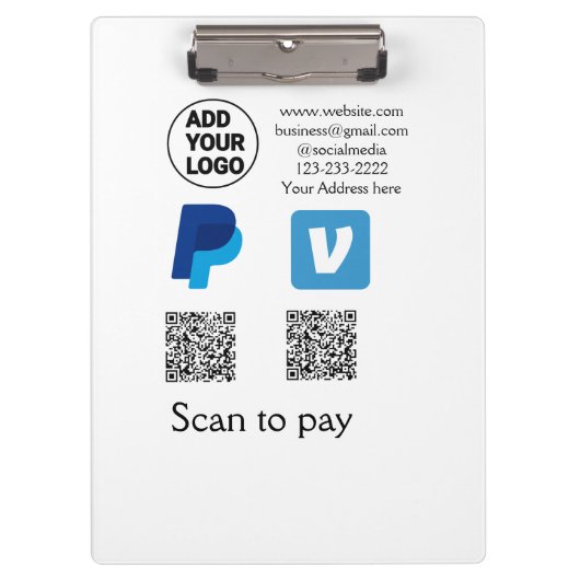 Porte-bloc Venmo paypal scan pour payer ajouter q r code logo (Devant)