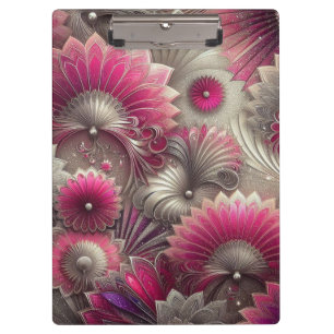 Porte-bloc Ventilateurs Art nouveau rose et argent