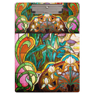 Porte-bloc Verre art nouveau teinté floral coloré