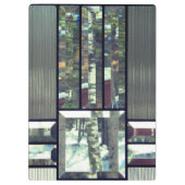 Porte-bloc Verre biseauté métallique look argent noir moderne (Dos)