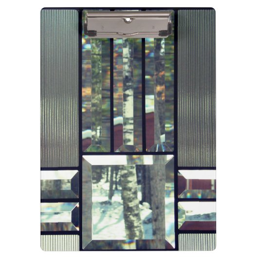 Porte-bloc Verre biseauté métallique look argent noir moderne (Devant)