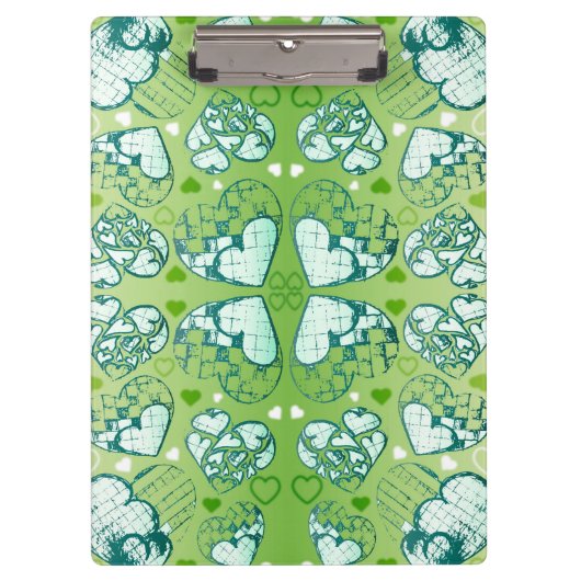 Porte-bloc Vert et blanc Whimsical Romantique Coeurs motif (Devant)