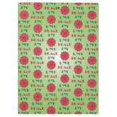 Porte-bloc Vert moderne et rouge Amour, Paix, Joie citation (Dos)