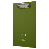 Porte-bloc Vert olive | Monogramme Moderne (Gauche)