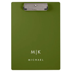 Porte-bloc Vert olive Monogramme Moderne