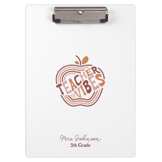 Porte-bloc Vibes de l'enseignant Boho Apple Appréciation Cade (Devant)