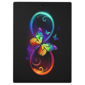 Porte-bloc Vibrant infinity with rainbow butterfly on black (Dos)