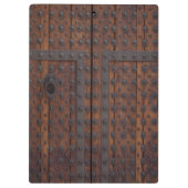 Porte-bloc Vielle Porte En Bois Avec Renforts En Métal Noir (Dos)