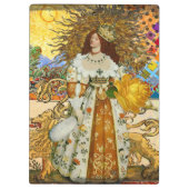 Porte-bloc Vintage femme Soleil d'or : Leo Zodiac Collage Art (Dos)