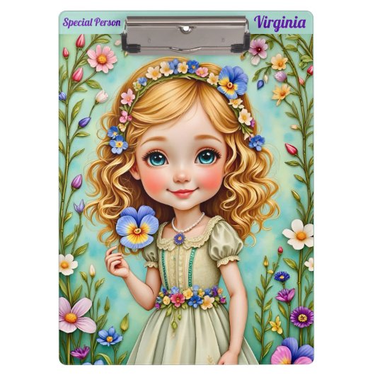 Porte-bloc VIRGINIE ~ Petite fille ~ (Devant)