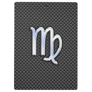 Porte-bloc Virgo Zodiac Sign on Charcoal Carbon Fibre Print