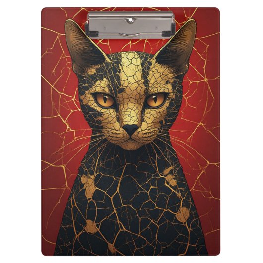 Porte-bloc Visage de Chat Mystique avec Lignes de Fracture Do (Devant)
