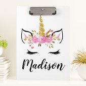 Porte-bloc Visage Unicorne avec cils Nom personnalisé