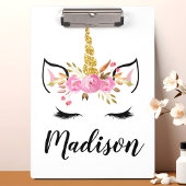 Porte-bloc Visage Unicorne avec cils Nom personnalisé