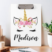 Porte-bloc Visage Unicorne avec cils Nom personnalisé