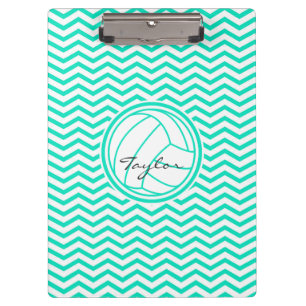 Porte-bloc Volley-ball personnalisé; Aqua Green Chevron