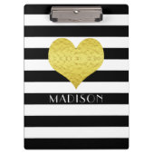 Porte-bloc Votre nom Black White Gold Heart Motif (Devant)