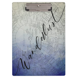 Porte-bloc Wanderlust Blue Ombre Aquarelle Vintage