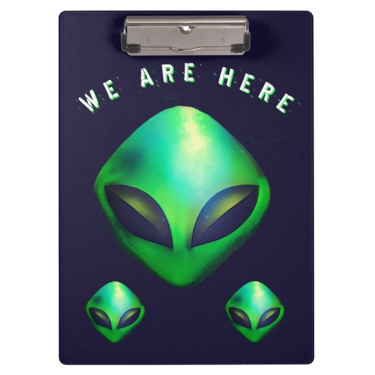 Porte-bloc "We Are Here" Green Alien head (Devant)